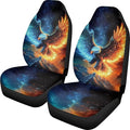 ELEQIN Flame Eagle Car Seat Covers Two Front Only for Car, Automotive Interior Covers, Quick Setup Universal Fit Seat Covers for Car, Truck, SUV
