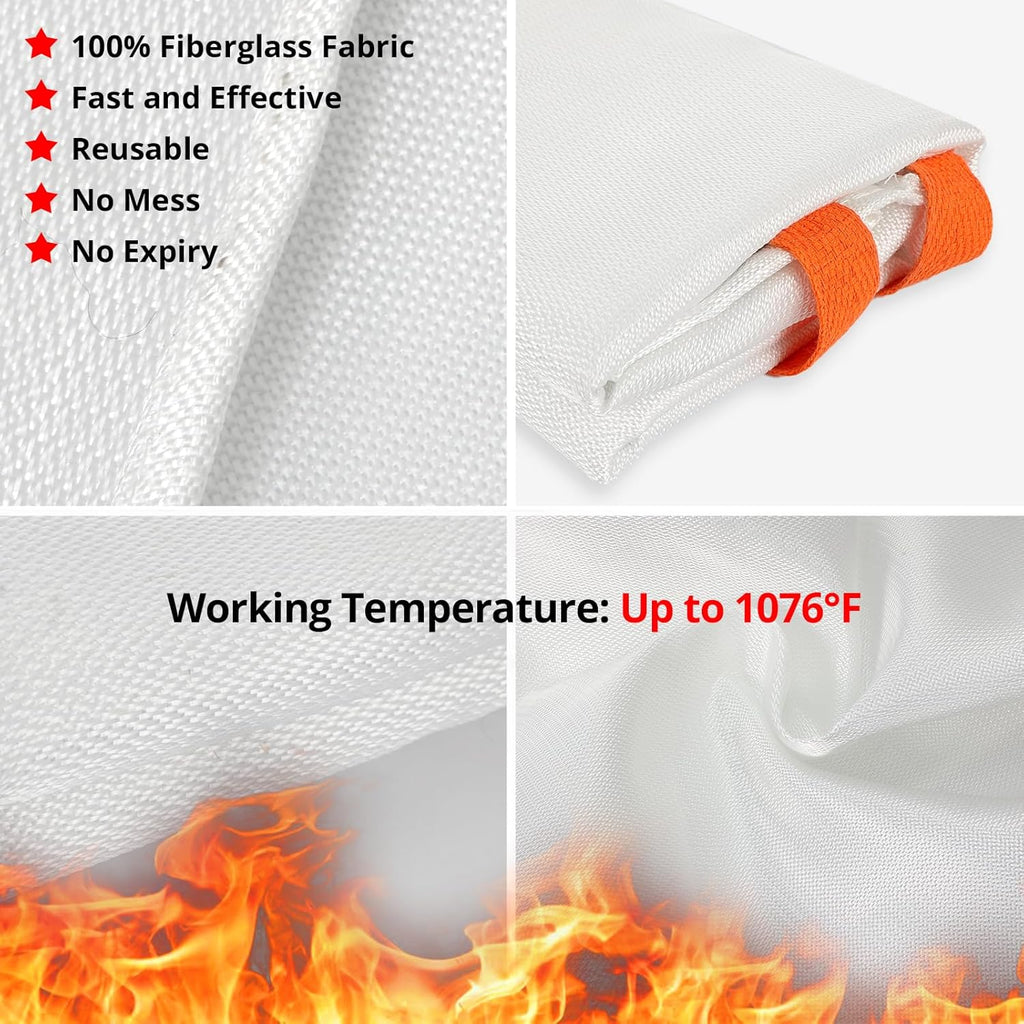 SecuCaptain Emergency Fire Blanket for Home Kitchen - 2 Pack 40"x40" Flame Suppression Fiberglass Fire Blankets for House Camping Car Office Warehouse Survival Safety