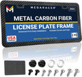 Premium Slim Carbon Fiber Design License Plate Frame – 1 Pack, Rust-Free Stainless Steel & Rattle-Free, Street Legal, Universal with Screw Caps Cover, Thin Metal Front or Rear Car Tag Holders for Men