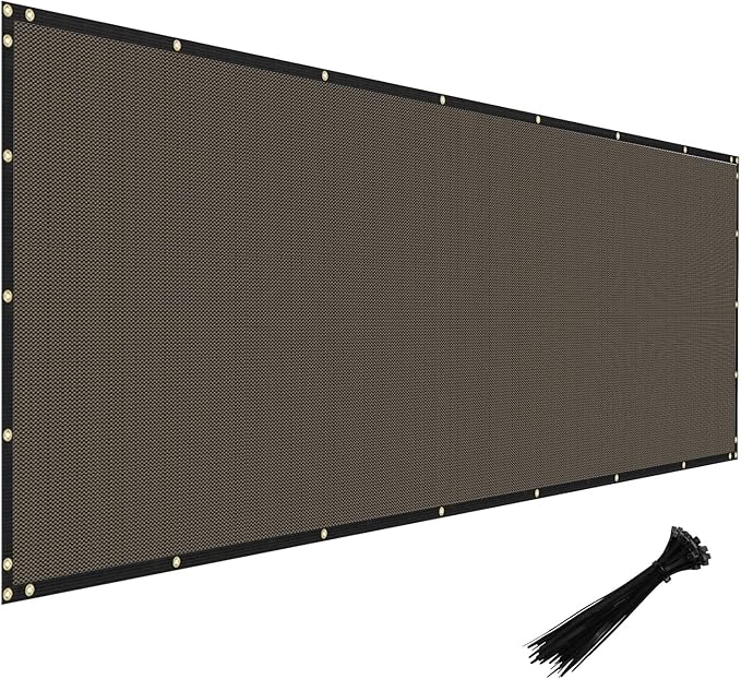 Windscreen4less Privacy Fence Screen Heavy Duty Windscreen Fencing Mesh Fabric Shade Net Cover with Brass Grommtes for Outdoor Wall Garden Yard Pool Deck, 8'x193' Brown