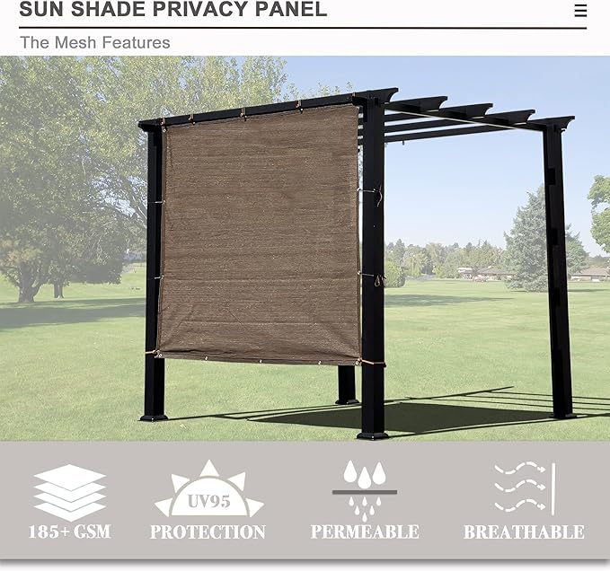 Alion Home Sun Shade Privacy Panel with Grommets and Hems on 4 Sides for Patio, Awning, Window, Pergola or Gazebo - Mocha Brown (10' x 14')