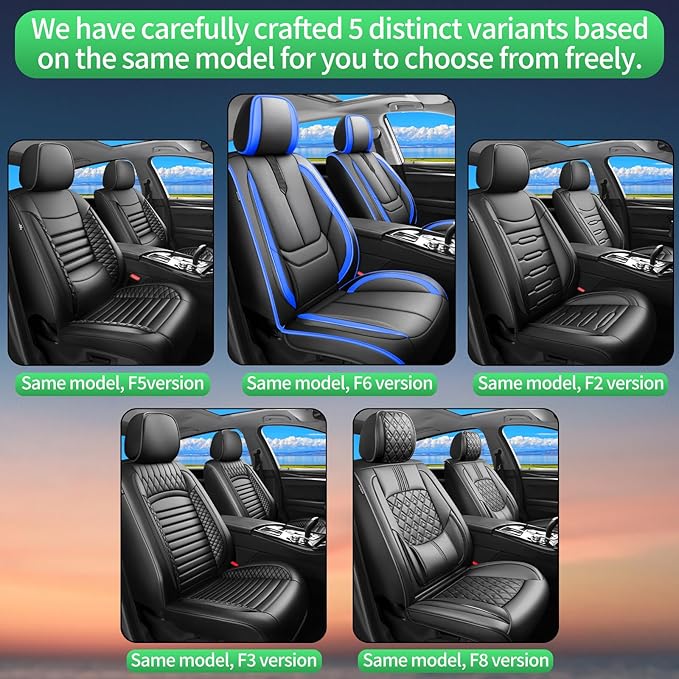 Fit Corolla Car Seat Covers for Toyota Corolla 2000-2024 2025 2026 -Upgraded Premium Waterproof & Breathable Leather,Airbag Compatible,All-Weather Seat Cushion Protector,2 Front/Black-Blue