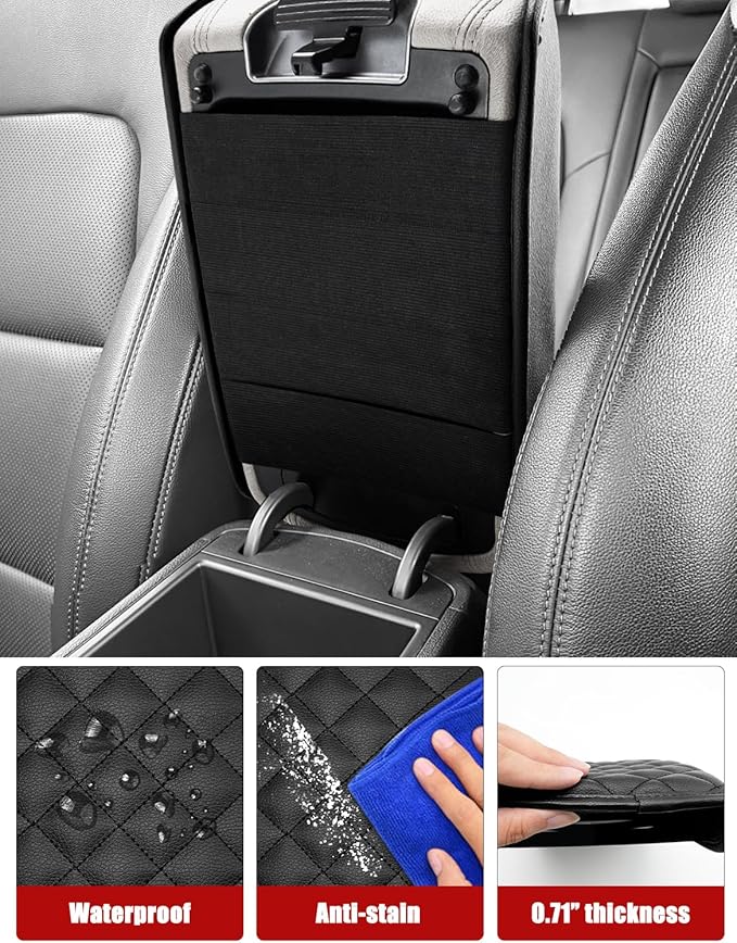 KBH Center Console Armrest Cover for Hyundai Tucson 2017 2018 2019 2020 2021, Middle Console Lid Covering Cushion Pad, PU Leather Interior Accessories, Anti-Scratch, Black