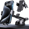 GUWEZ 360° Adjustable Car Phone Holder Universal Hands-Free Mount for iPhone & Android, 3 in 1 Windshield Air Vent Dashboard Hands-Free Car Mount for iPhone Android Smartphone