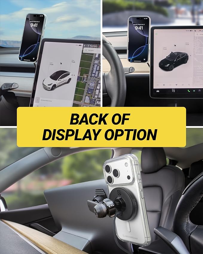 Scosche Qi2 MagSafe Car Mount Charger 25W Fast Wireless Phone Holder with 5-in-1 Mounting Options for Vent, Dashboard, Swing Arm, Back-of-Display, Compatible with iPhone 17/16/15/14/13 & Samsung S25