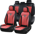 FLORICH Leather Seat Covers, Car Seat Covers Full Set, Car Seat Protectors 5 Seats, Automotive Seat Covers Driver Seat Covers Fit for Most Cars Trucks SUV-Black&Burgundy