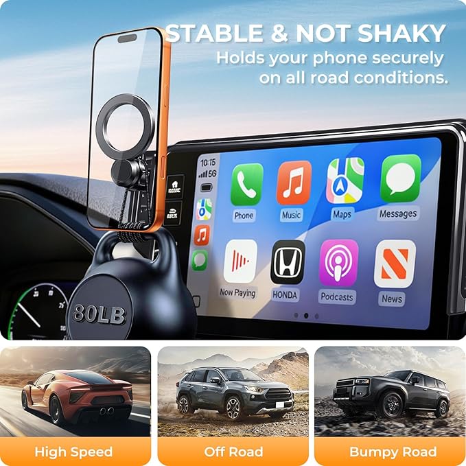 Car Phone Holder for Volkswagen VW Tiguan 2026 2025 (Only for 15-Inch Screen, Not for 12.9-Inch) 360° Rotation Magnetic Cell Phone Mount, Compatible with Magsafe, Does Not Affect Air Vent