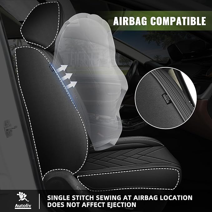 AOMSAZTO Car Seat Covers Full Set Fit for Nissan Kicks 2018-2025 2026 Waterproof Faux Leather Car Seat Cushions Automotive 5 Seat Covers Set（Black）