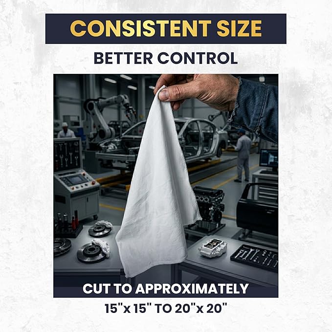 Premium New White Cotton Knit T-Shirt Rags (2x25 lbs. Bag of Rags) - Lint-Free, Soft & Absorbent Cleaning Cloths for Auto, Paint, Garage, Staining & Polishing