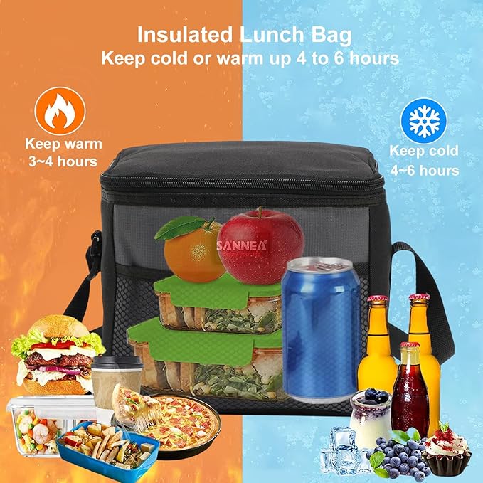 6 Can/5L Lunch Bag for Women Men Portable Lunch Box Small Cooler Bag Soft Collapsible Reusable Insulated Lunch Tote for Everyday Work Travel (Blue)