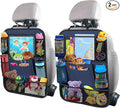 ULEEKA Car Backseat Organizer with 11" Table Holder, 10 Storage Pockets Seat Back Protectors Kick Mats for Kids Toddlers, Travel Accessories, 2 Pack, Blue