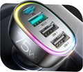 75W Car Charger USB C, 4 Port Super Fast Cigarette Lighter USB Charger, Type C 60W & QC 3.0 Multiport Car Phone Adapter Accessories for iPhone 17/16/15/14/13/12 Pro Samsung S26 Series