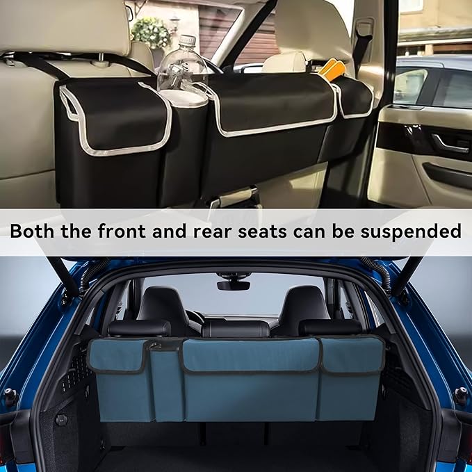 Car Trunk Organizer, Backseat Hanging Large Storage with Adjustable Straps,Waterproof PVC Collapsible Cargo Bag, Car Interior Accessories for Auto SUV MPV (Gray)