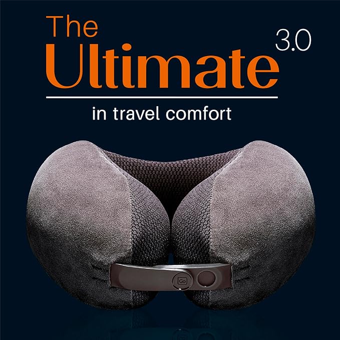 Ultimate 3.0 Travel Pillow, Deluxe Memory Foam Neck Pillow for Uninterrupted Rest, Ideal for Everyday Commute, Airplane, Car, and More, Travel Essentials, Made in USA, Dark Gray