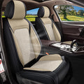 Full Set Seat Covers for Nissan Rogue SUV 2014-2023 2024 - Breathable Cool Ice Silk Leather - 5 Seats Vehicle Seat Cushion for Nissan Rogue Accessories - Black&Beige