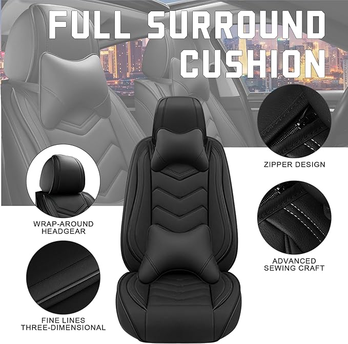 CTDS Car Seat Covers for Mazda CX-5 CX-3 CX-7 CX-9 CX-50 CX-30 CX-70 CX-90 2007-2026, Stylish Sport Seat Cover, Premium Nappa Leather Car Seat Cover.(Luxury 5 Seats/Pure Black)