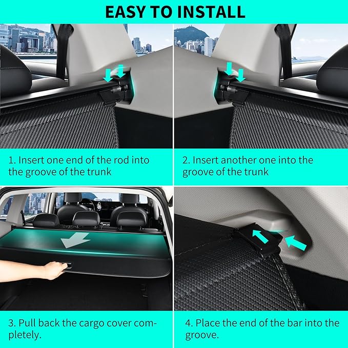 Tecoom Rear Cargo Cover fit for Equinox & GMC Terrain 2018-2025, Retractable Trunk Cover Organizer Security Shielding Shade Cover fit for Equinox GMC Terrain Accessories