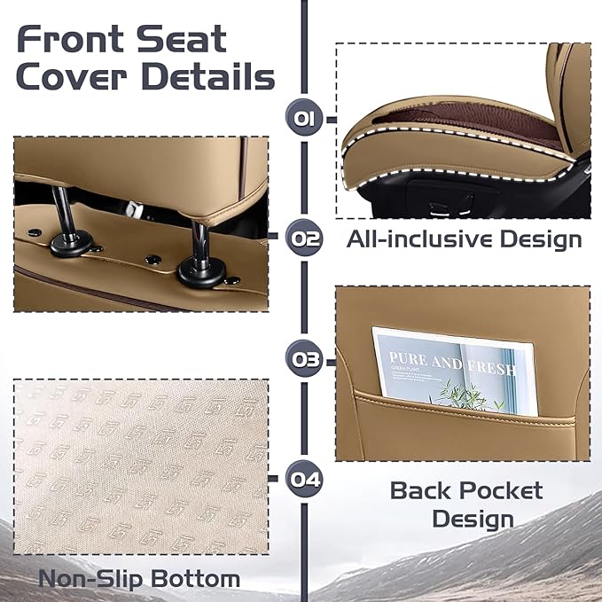 Truck Seat Covers for Chevy Silverado 2500 2007-2026, Waterproof Premium Leather Full Coverage Car Seat Cover, Muscle Sport Style Auto Interior Seat Cover Sets (Full Set/Brown Coffee)
