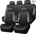CAR PASS Bling Diamond Black Leather Car Seat Covers Full Set Interior Sets, Waterproof Shining Glitter Sparkly Crystal Armrest Fit Automotive Truck SUV Cute Women Girl, Bedazzed Iridescent Rhinestone