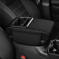 Center Console Cover Fit for Kia Soul 2010-2025 with 2 Storage Bags Waterproof Leather Quilted Pattern Car Armrest Cover Cushion Elevating Pad Anti-Slip(Black)