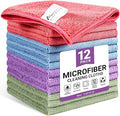 SIFANGKE Microfiber Cleaning Cloth, 12 Pack Assorted Color Cleaning Rags for Housekeeping, Colorful Reusable Microfiber Towels for Car, Kitchen, Bathroom and Household Cleaning Supplies, 11.8"X11.8"