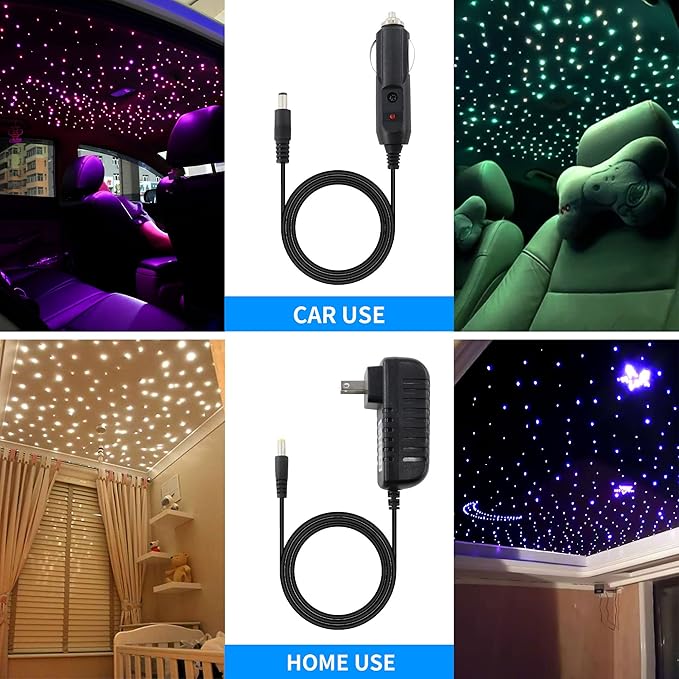 ATOKEE Starlight Headliner Kit Mixed 500pcs 9.8ft, 16W Sound Activated Fiber Optic Star Ceiling Lights Kit for Car Roof, Controlled by App/Remote