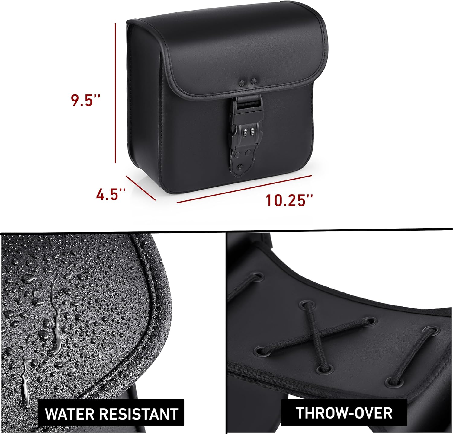 Nomad Leather Motorcycle Saddlebags Quick-Easy Universal Fit Throw Over Saddle Bags Cruiser Biker Side Bags (Black)