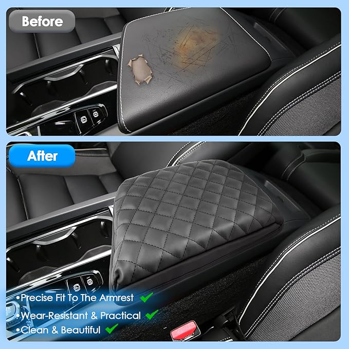 2018-2025 2026 XC60 Center Console Cover for Volvo XC60 (Core/Plus/Ultimate/Ultra/Black Edition/Momentum/R-Design/Inscription),Waterproof&Comfy Leather Cushion 2023 2024 2025 XC60 Armrest Cover