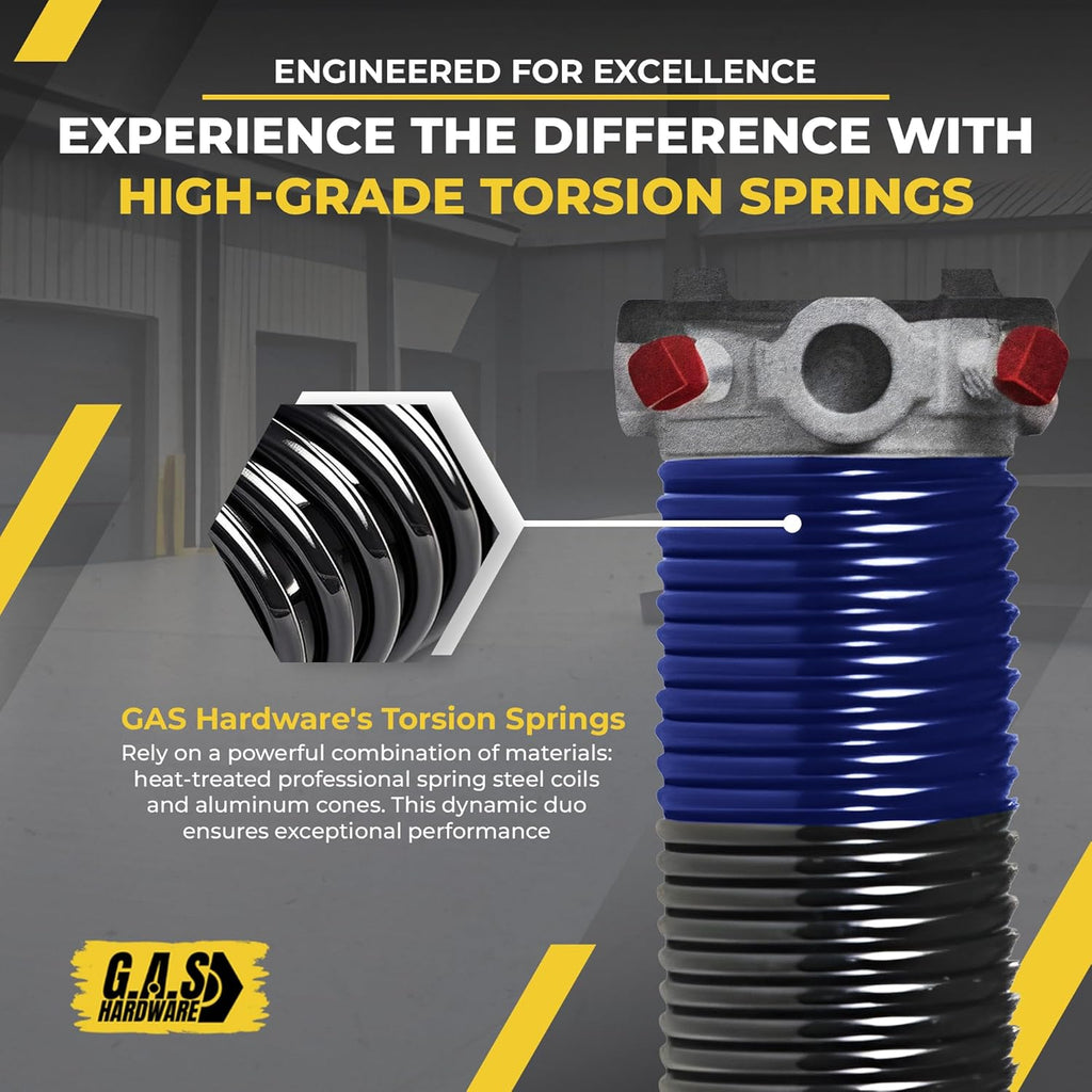 Garage Door Torsion Spring 262x1.75x38 Includes 1” Steel Bearing, Gloves, Manual, and Winding Bars for Right Side of Garage Door Precision E-Coating 5-Year Warranty Min. 30,000 Cycles (Black Cone)