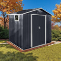 7' x 4.3' Outdoor Storage Shed, Sturdy Metal Building w/Windows & Lockable Doors for Garden, Backyard, Poolside and Lawn, Anthracite
