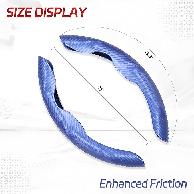 2 Pc Car Carbon Fiber Steering Wheel Cover, Anti-Skid & Scratch-Proof Ultra Thin Steering Wheel Cover Protector Men/Women,100% Universal Fit Steering Wheel,Car Accessories Gifts