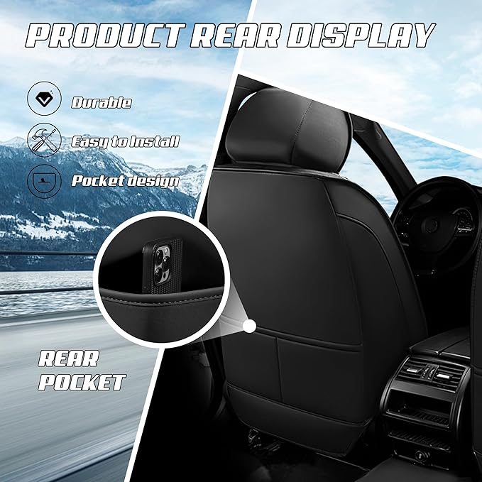 Car Seat Covers Fit for Infiniti g37 2000-2026, Stylish Sport Seat Covers, Waterproof Wear-Resistant Premium Nappa Leather Car Seat Cover.(2 Pcs Front with Pillow/Black Blue)