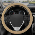 BDK Genuine Beige Leather Steering Wheel Cover for Car, Medium (14.5" - 15.5") – Ergonomic Comfort Grip for Men & Women, Universal Fit Car Steering Wheel Cover for Most Vehicles