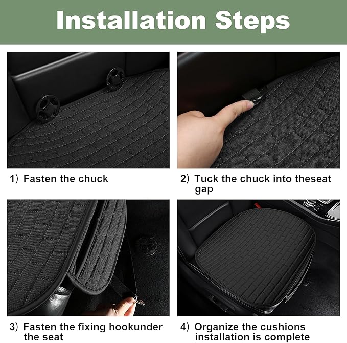 VarCozy Linen Car Seat Covers, Bottom Breathable Seat Covers for Cars for All Seasons with Non-Slip Protector, Universal Seat Covers for Cars, SUVs, Trucks