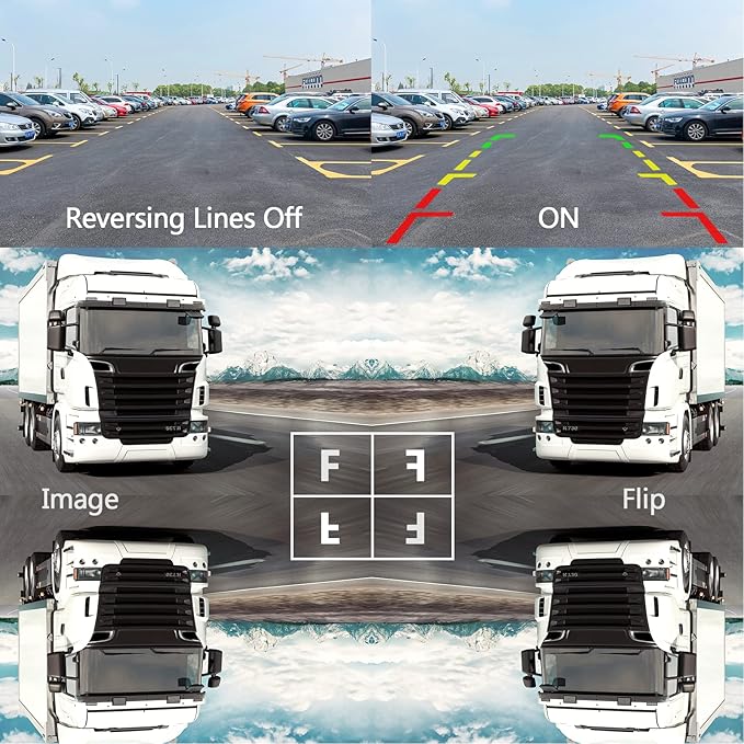 Wireless Dual Backup Camera System, Hodozzy 7" Monitor with Split Screen Plug and Play HD Rear View Camera with Loop Recording Sunshade Design Waterproof IR Night Vision 12V-36V for Car,Truck, RV