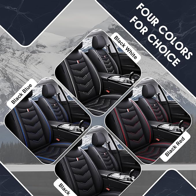 Car Seat Cover 2 Seats for Chevrolet Camaro 2000-2024, Durable Wear Resistant Waterproof Vehicle Cushion Covers, Breathable No Odor Premium Leather Vehicle Seat Cover.(Standard, Black Red)