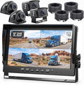 ZEROXCLUB 4 Wired Backup Camera System Kit with 10’‘ 1080P HD Monitor, IR Night Vision Rear Side Camera, Loop Recording, IP69K Waterproof Camera with Parking Lines for Bus, Truck, Trailer, RV, BY104A