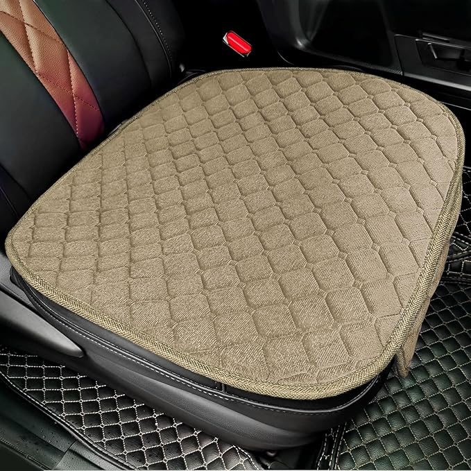 surpassme 2pc Comfortable Car Seat Covers Universal Front Seat Covers for Car Accessories with Storage Pockets, Padded Car Interior Covers for Automotive, SUV, Truck, and Van(Khaki)