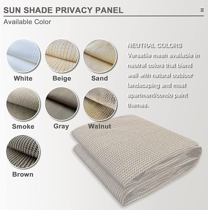 Sun Shade Privacy Panel with Grommets on 4 Sides for Patio, Awning, Window Cover, Pergola or Gazebo (Mocha Brown, 10' x 8')