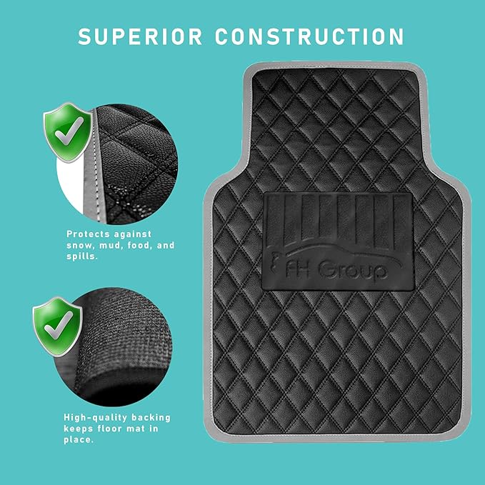 FH Group Floor Mats - Faux Leather Floor Mats for Cars, Universal Fit Automotive Floor Mats, All Purpose Car Floor Mats, PU Leather Protector Mat for Most Sedan, SUV, Truck Floor Mats Red
