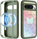 for Google Pixel 9 Pro XL Case - Compatible with MagSafe Women Cute Girls Magnetic Protective Cover Girly Blue Butterfly Design Heavy Duty Shockproof Phone Case for Pixel 9 Pro XL 6.8"
