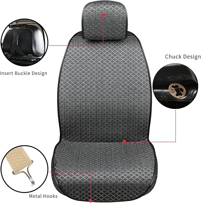 Luxury Full Coverage Car Seat Covers, Premium Breathable 3D Diamond Pattern Fabric, All-Season Automotive Interior Seat Protectors, Universal Fit for Sedan SUV Truck (2 Fronts Black)