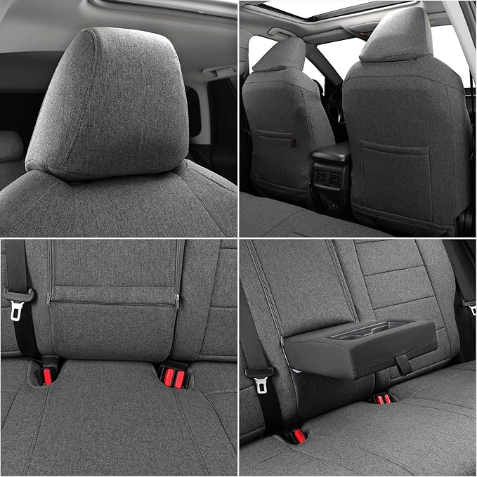 coverdream 2026 Rav4 Seat Covers Custom Fit for 2026 Toyota Rav4 Hybrid (Woodland/Limited) SUV,Full Set Polyester Car Seat Protector Grey
