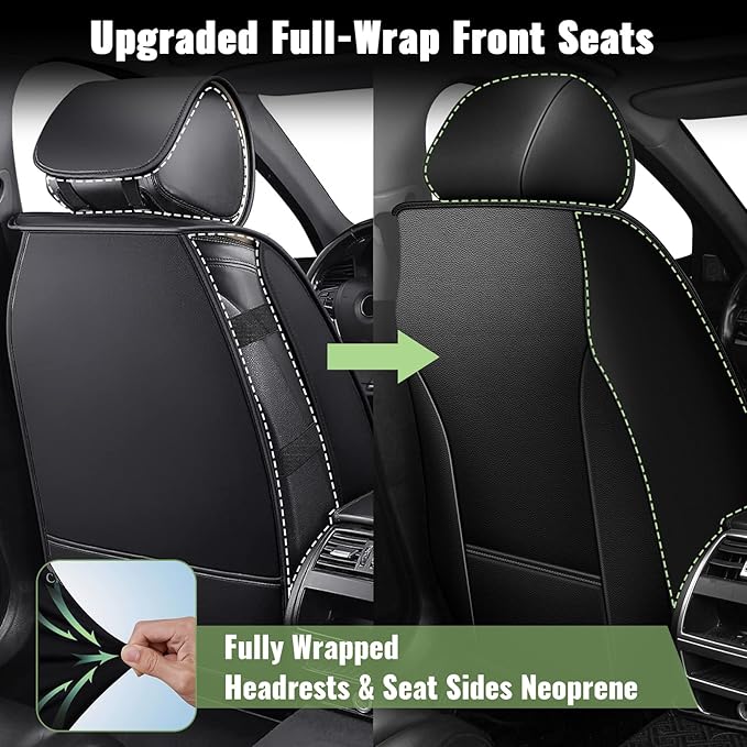 Car Seat Covers Front Seats for Mazda 3 2007-2019, Breathable Cooling Ice Silk Leather Car Seat Covers, 2 Seats Vehicle Seat Protector Seat Cushion Auto Accessories (Black)