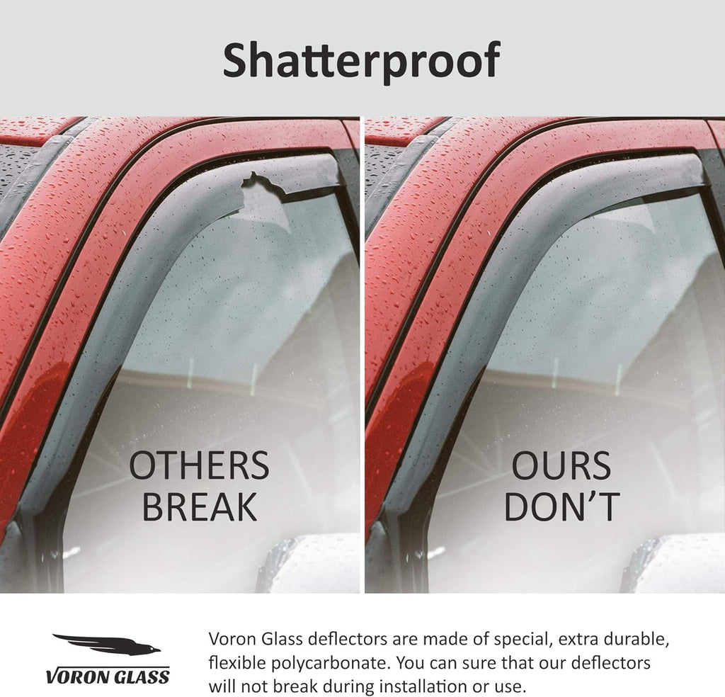 Voron Glass in-Channel Extra Durable Rain Guards for Chevrolet (Chevy) Silverado/GMC Sierra 2500HD/3500HD 2020-2025 Crew Cab, Window Deflectors, Vent Window Visors, 4 Pieces - 200298