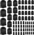 Joinfworld 72pcs Cable Glands Kit Waterproof Strain Relief Cord Connector Grip Weatherproof Cable Pass Through PG7 1/4" 1/2" 3/4" 1" NPT Wire Grommet