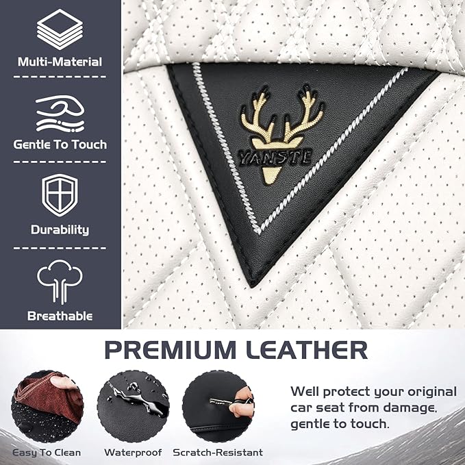 Truck Seat Covers for Ram 2500 2009-2026, Waterproof Premium Leather Full Coverage Car Seat Cover, Muscle Sport Style Auto Interior Seat Cover Sets (Full Set/Black White)