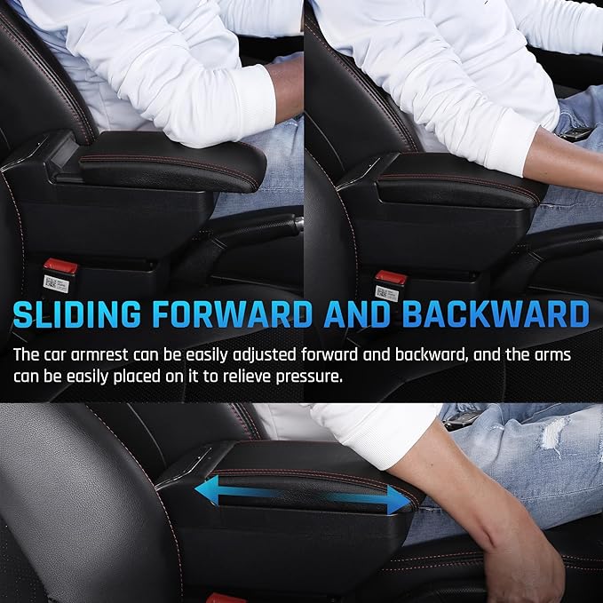 YJYWZH Armrest Box for Nissan Almera Versa 2012-2019 Car Center Storage Box Organizer Interior Hand Centre Consoles with Cup Holder Arm Rest Double-Layer Accessories Black