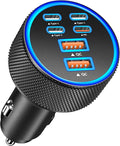 USB C Car Charger, KYOHAYA 120W 6-Port USB-C & USB-A Power Cigarette Lighter Fast Charging Adapter PD/QC Type C Car Charger for iPhone 17 Pro 17 Pro Max 16 Pro 15 14 13 12 11/Galaxy S26 S25/Pixel/iPad