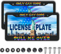 License Plate Frames Black and White Automotive Exterior Accessories Only Gay Cops Pull Me Over Universal Aluminum Car Accessory 2 Pack with Screw Covers Set